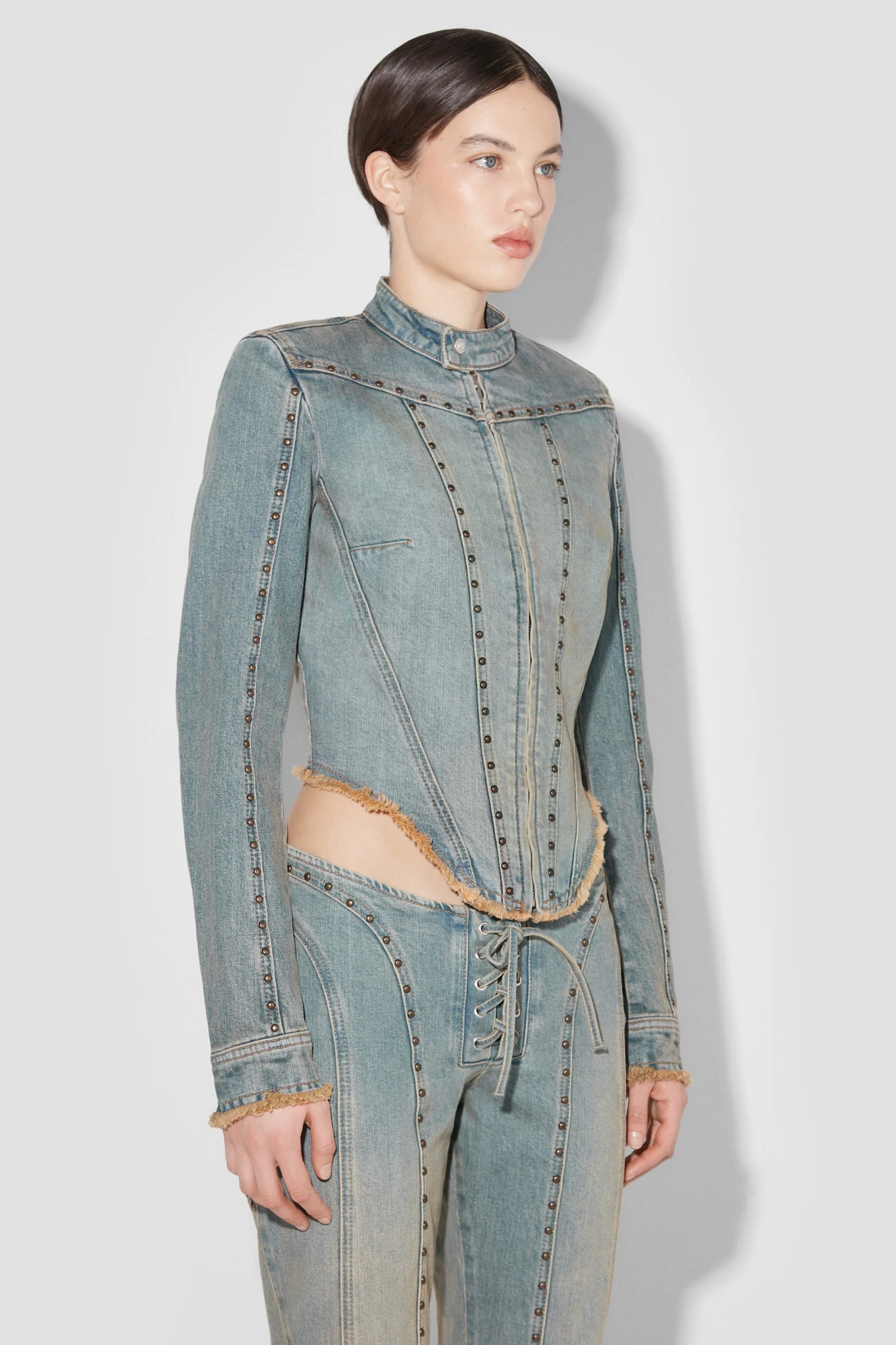 Sunset Wash Denim Jacket With Studs - Image 3