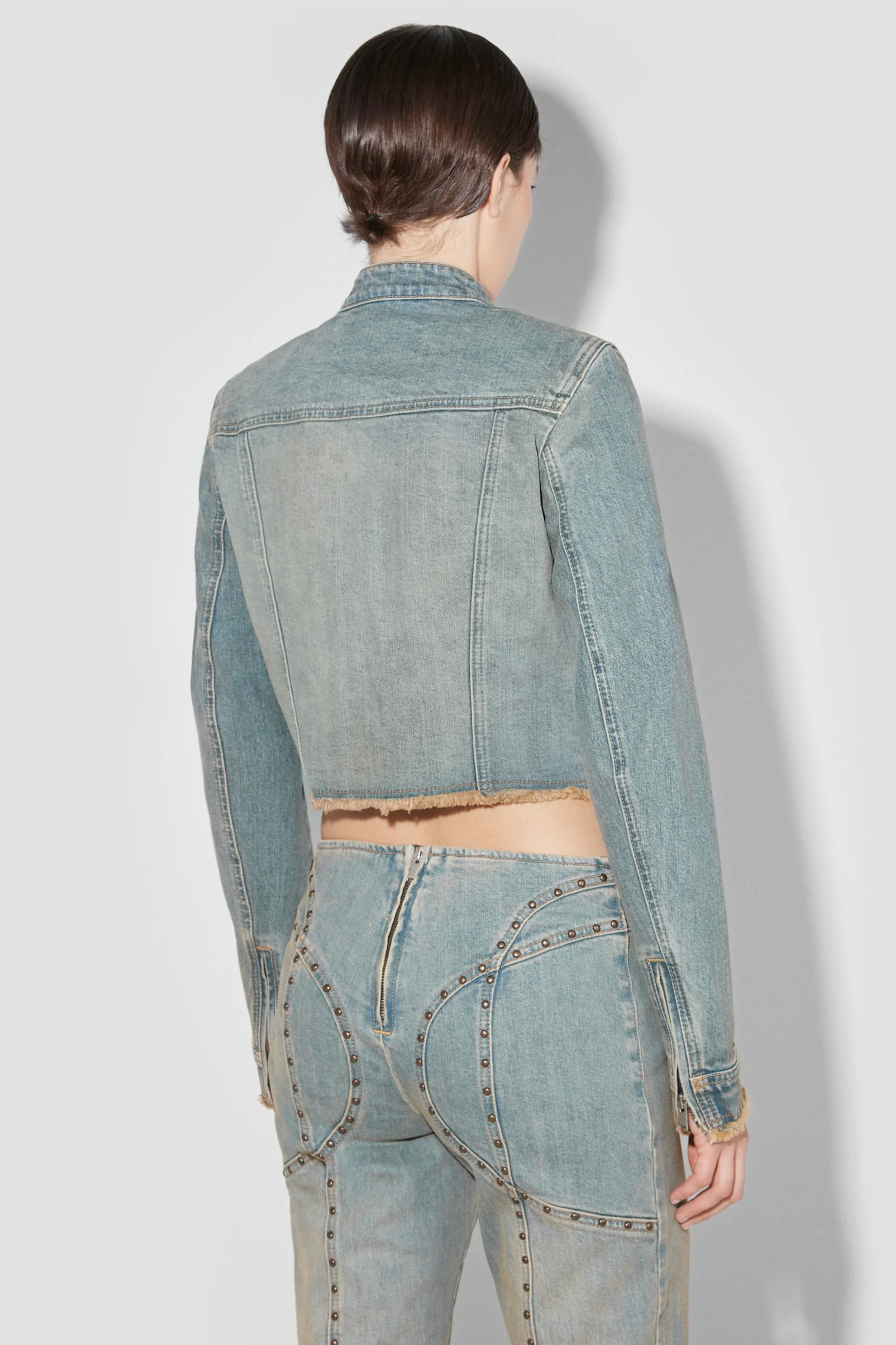 Sunset Wash Denim Jacket With Studs - Image 4