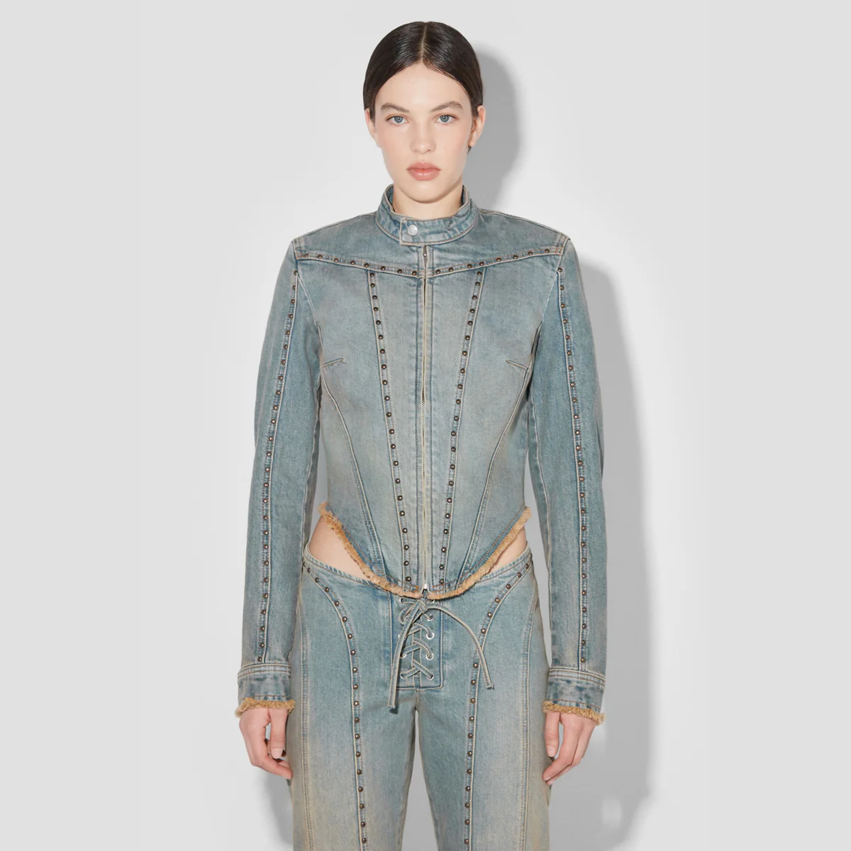 Sunset Wash Denim Jacket With Studs - Image 8